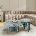 thumbnail image 1 of MDQMD Real Marble Coffee Table,Modern Nesting Coffee Table Set of 2,Round Coffee Table with Unique Texture for Living Room,Blue Grey, 1 of 9