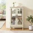 thumbnail image 1 of MDQMD White Curio Cabinet with 2 Glass Doors,Storage Cabinet with 2 Adjustable Glass Shelves,Display Cabinet with Metal Handle and LED Light for Living Room, 1 of 10