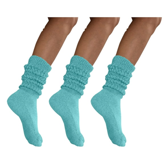 MDR Distributors Women's Extra Long Heavy Slouch Cotton Socks Made in USA 3 Pairs Size 9 to 11 (3 Yellow)