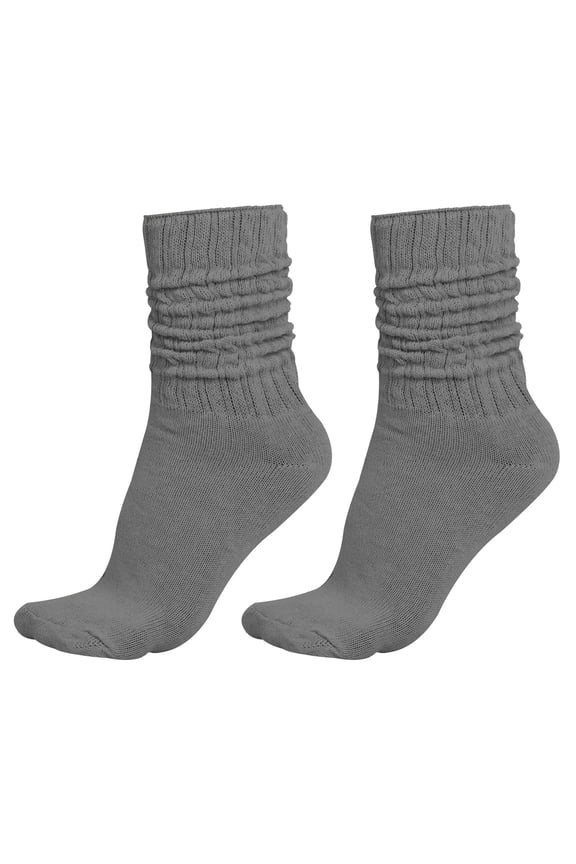 MDR Lightweight Cotton Slouch Sock For Women and Men 2 Pair Made in USA Size 9 to 11 (2 Gray)