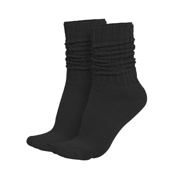 MDR Lightweight Cotton Slouch Socks For Women and Men 1 Pair Size 9 to 11 (Black)