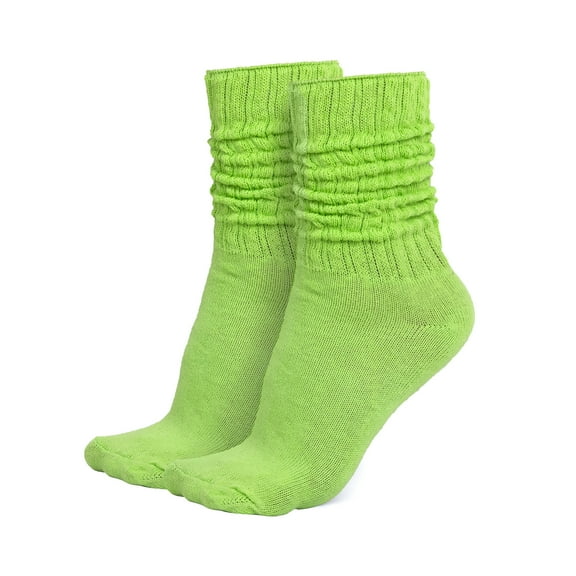 MDR Lightweight Cotton Slouch Socks For Women and Men 1 Pair Size 9 to 11 (Lime)