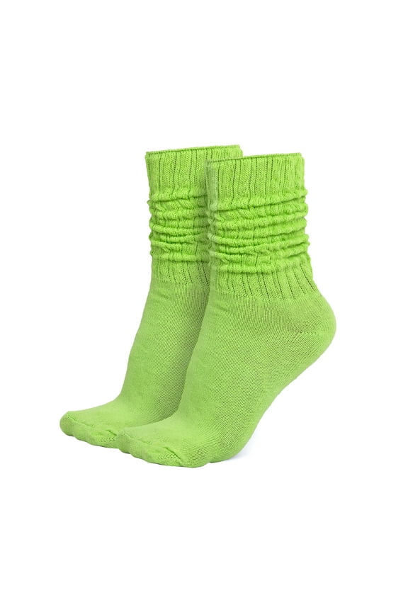 MDR Lightweight Cotton Slouch Socks For Women and Men 1 Pair Size 9 to 11 (Lime)