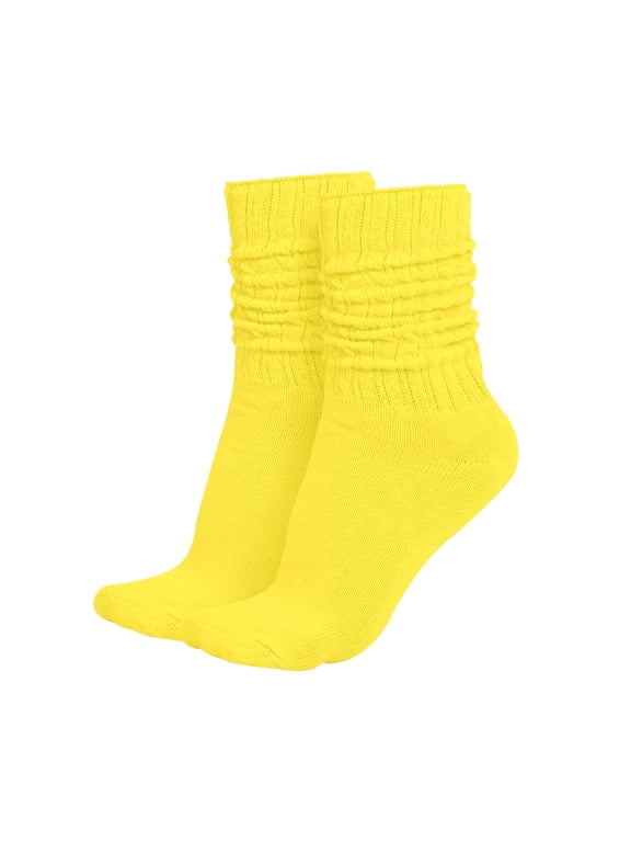 MDR Lightweight Cotton Slouch Socks For Women and Men 1 Pair Size 9 to 11 (Yellow)
