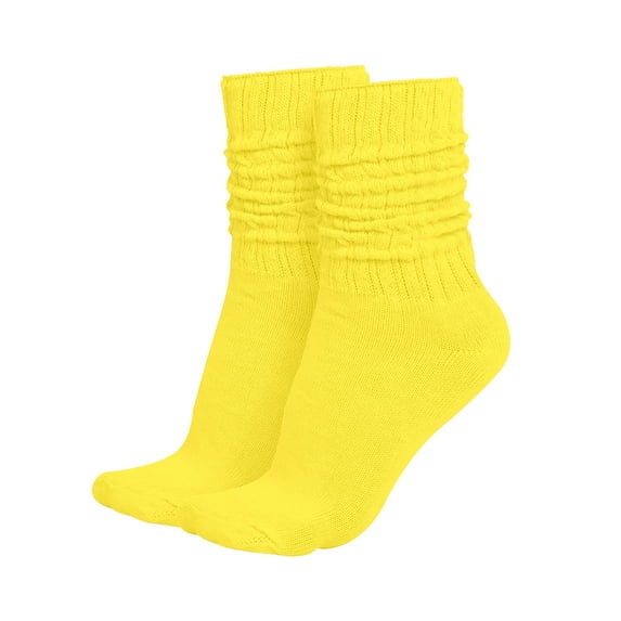 MDR Lightweight Cotton Slouch Socks For Women and Men 1 Pair Size 9 to 11 (Yellow)