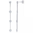 thumbnail image 1 of MDR Trading SS-EZ992 4.1 mm Silver & White Dangling Chain with Hexagons & Flowers Cubic Zirconia Stud Back Earrings, 1 of 1