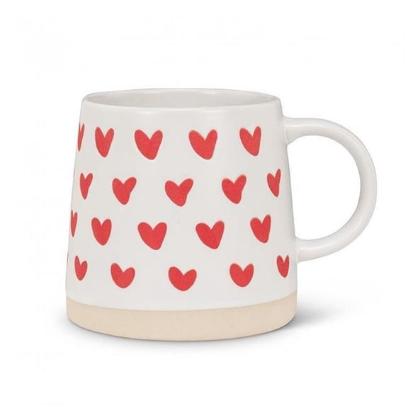 MDR Trading AB-27-ARTISAN-120-Q01 14 oz Wide Base with Hearts Mug, Ivory & Red