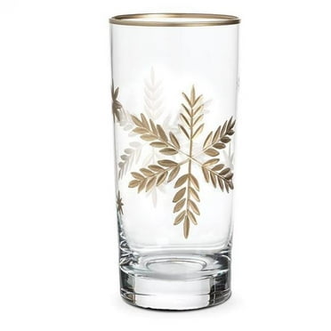 MDR Trading AB-27-FLAKE-HB-Q01 6 in. 16 oz Snowflake Highball Glass - Clear & Gold