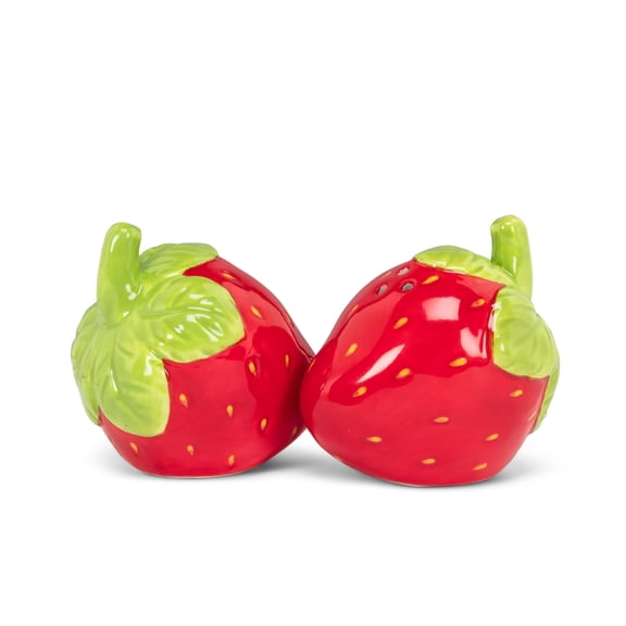 Abbott Collection Strawberry Salt & Pepper, 2.5-Inch, Red, Gree, Ceramic