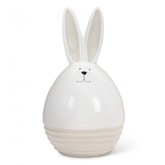 MDR Trading AB-27-HOPPITY-SM-Q01 7 in. Ribbed Matte & Shiny Rabbit Figurine, White - Small