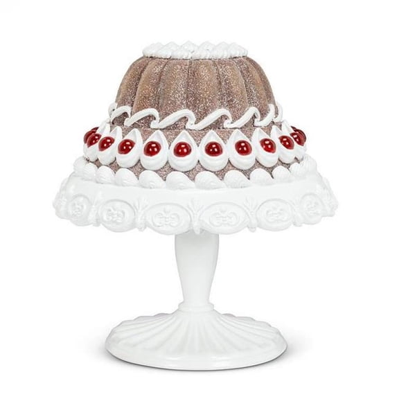 MDR Trading AB-27-NIBBLE-630-Q01 9.5 in. Decorated Holiday Cake Figurine - White, Brown & Red - Large