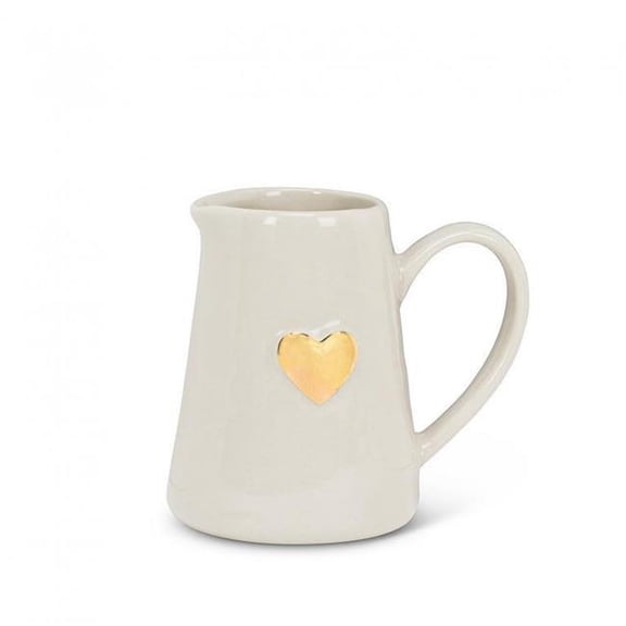 MDR Trading AB-27-SMIDGE-HEART-Q01 5 oz Heart Mini Jug, Ivory & Gold