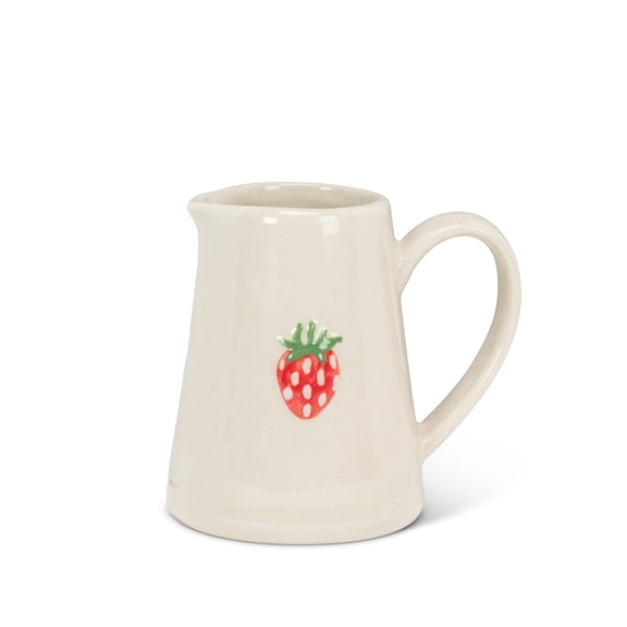 Abbott Collection Strawberry Mini Jug, 5-Ounce, Stoneware, Ivory/Red