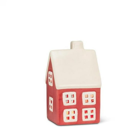 MDR Trading AB-27-TOWN-476-Q01 5 in. Red House with White Accents Tealight Candle Holder - Red & White - Large
