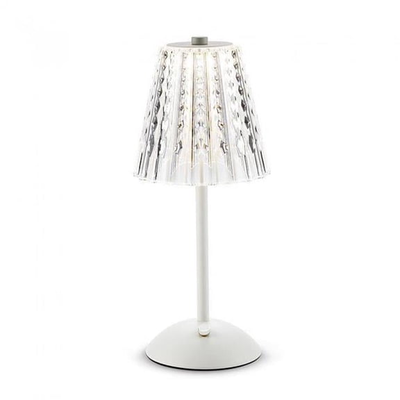 Abbott Trilite Crystal Shade LED Table Lamp, Cordless Rechargeable Light, Modern Decorative Accent for Bedroom or Living Room, 12", Clear/White
