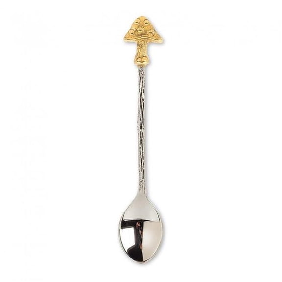 MDR Trading AB-36-FORAGE-SPOON-Q01 5 in. Mushroom Small Spoon, Nickel-plated & Gold