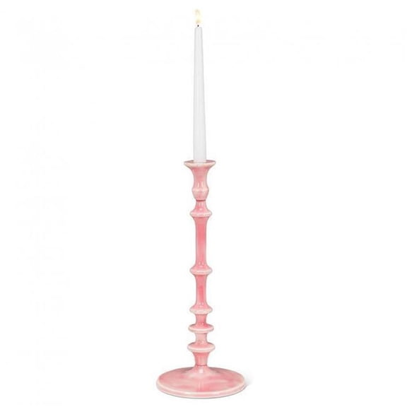 MDR Trading AB-38-PASTEL-661-PNK 16 in. Turned Taper Candle Holder, Pink