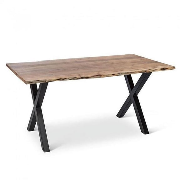MDR Trading AB-94-AMAN-X2021 Live Edge X-Base Dining Bench, Natural & Black
