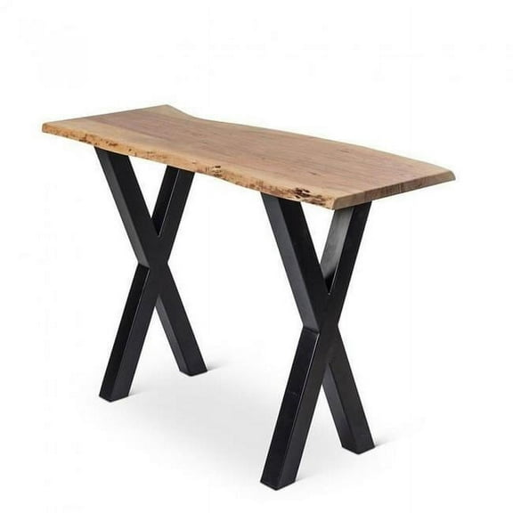 MDR Trading AB-94-AMAN-X2024 Live Edge X-Base Console Table, Natural & Black