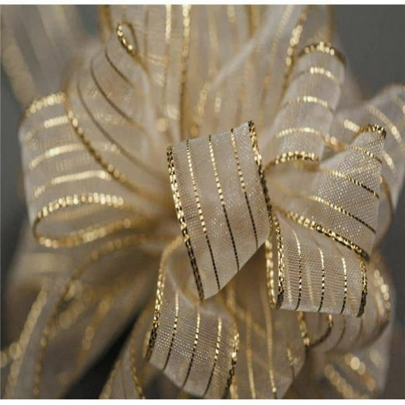 MDR Trading AI-187315-Q02 0.63 in. x 50 Yards White & Gold Striped Chiffon Ribbon - Set of 2
