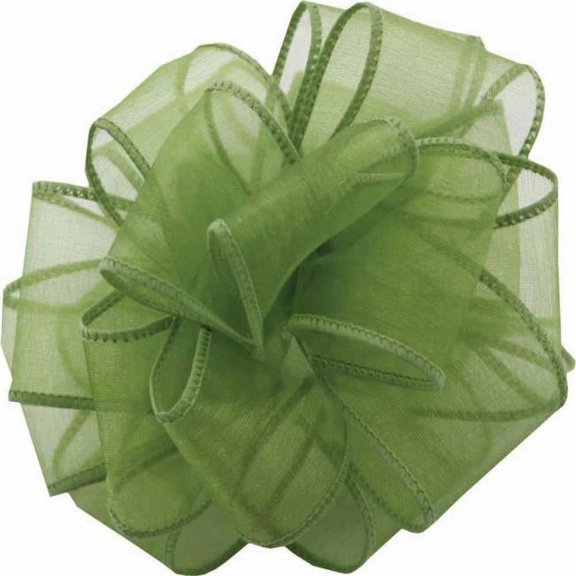 MDR Trading AI-190922-Q02 1.5 in. x 50 Yards Wired Basil Sheer Essence Ribbon, Green - Set of 2
