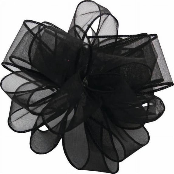 MDR Trading AI-190926-Q01 1.5 in. x 50 Yards Wired Black Spring Sheer Ribbon