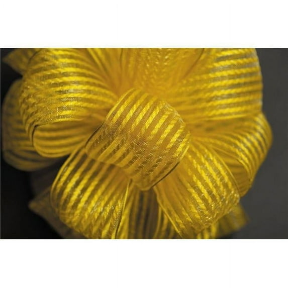 MDR Trading AI-197905-Q06 1.5 in. x 50 Yards Wired Yellow Stripe Sheer Ribbon - Set of 6