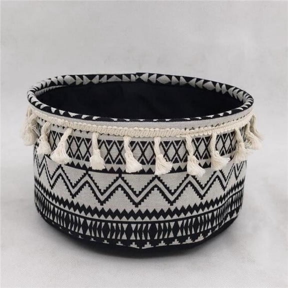 MDR Trading AI-2028-223-Q06 Black & White Pattern with Tassel Fringe Basket - Set of 6