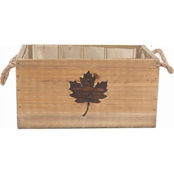 MDR Trading AI-2227ML-Q12 Burnt Maple Leaf Design Rope Handled Decorative Box, Brown - Set of 12