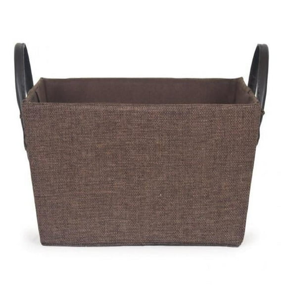 MDR Trading AI-2240AVBR-Q02 Faux Leather Handled Brown Fabric Basket - Set of 2