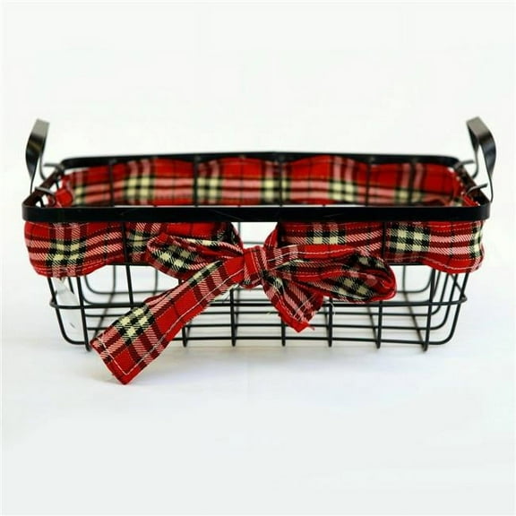 MDR Trading AI-5145-989-Q02 Black Wire with Red Plaid Ribbon Accent Basket - Set of 2
