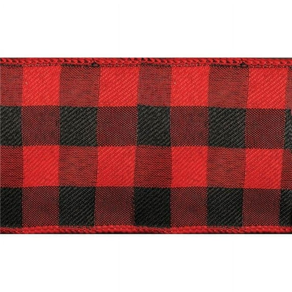 MDR Trading AI-791913-Q04 1.5 in. x 50 Yards Wired Red & Black Buffalo Check Ribbon - Set of 4