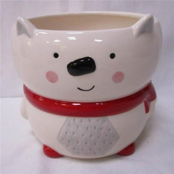 MDR Trading AI-CE00-968-Q02 Polar Bear with Scarf Planter, White, Red & Gray - Set of 2