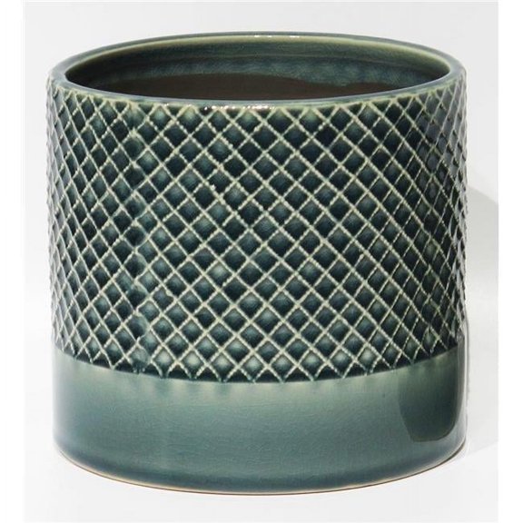 MDR Trading AI-CE10-148-Q12 Blue Crackle Glaze Criss Cross Pattern Planter - Set of 12