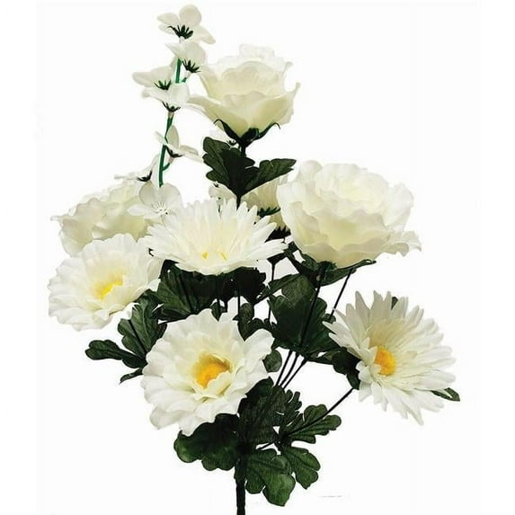 MDR Trading AI-FL3684CRW-Q06 Cream Roses & Gerbera Daisies Bunch Artificial Flower - Set of 6