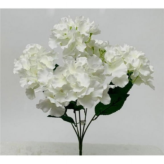 MDR Trading AI-FL3757CRW-Q06 White Hydrangea Bush Artificial Flower - Set of 6