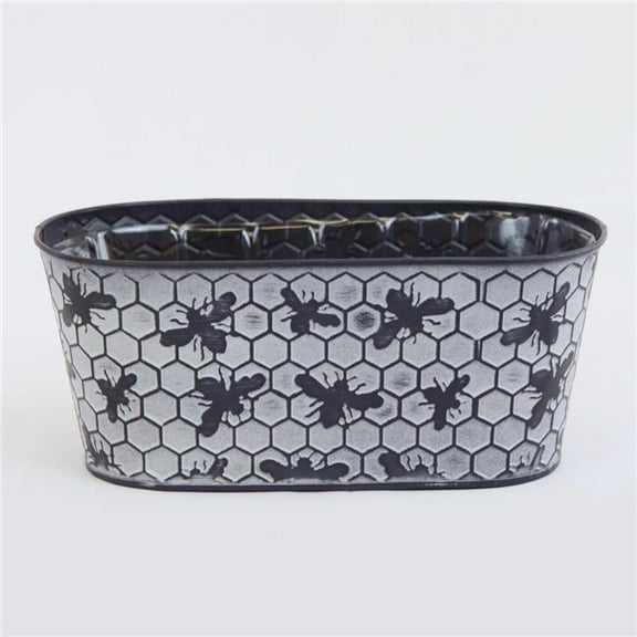 MDR Trading AI-GA3405-232-Q04 White Wash Honey Comb Pattern with Black Bees Metal Planter - Set of 4