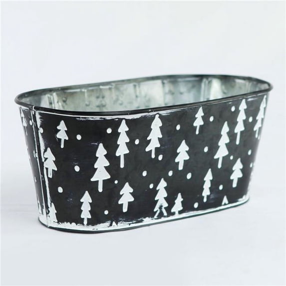 MDR Trading AI-GA3405-972-Q01 Black with White Trees Metal Planter