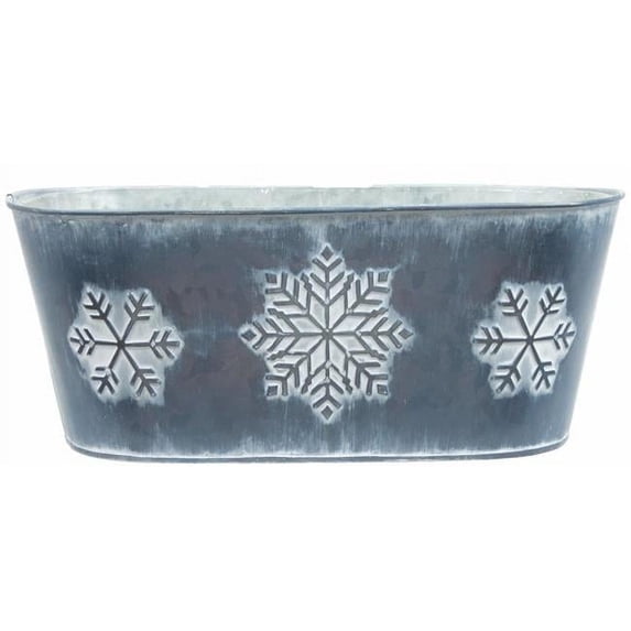 MDR Trading AI-GA3465SFW-Q04 Silver with White Washed Snowflakes Metal Planter - Set of 4