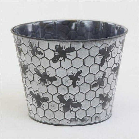 MDR Trading AI-GA3510-232-Q06 Black Bees on White Wash Honey Comb Pattern Metal Planter - Set of 6
