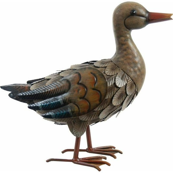 MDR Trading AI-GG9203-Q01 Standing Female Mallard Duck Metal Garden Sculpture, Multi Color