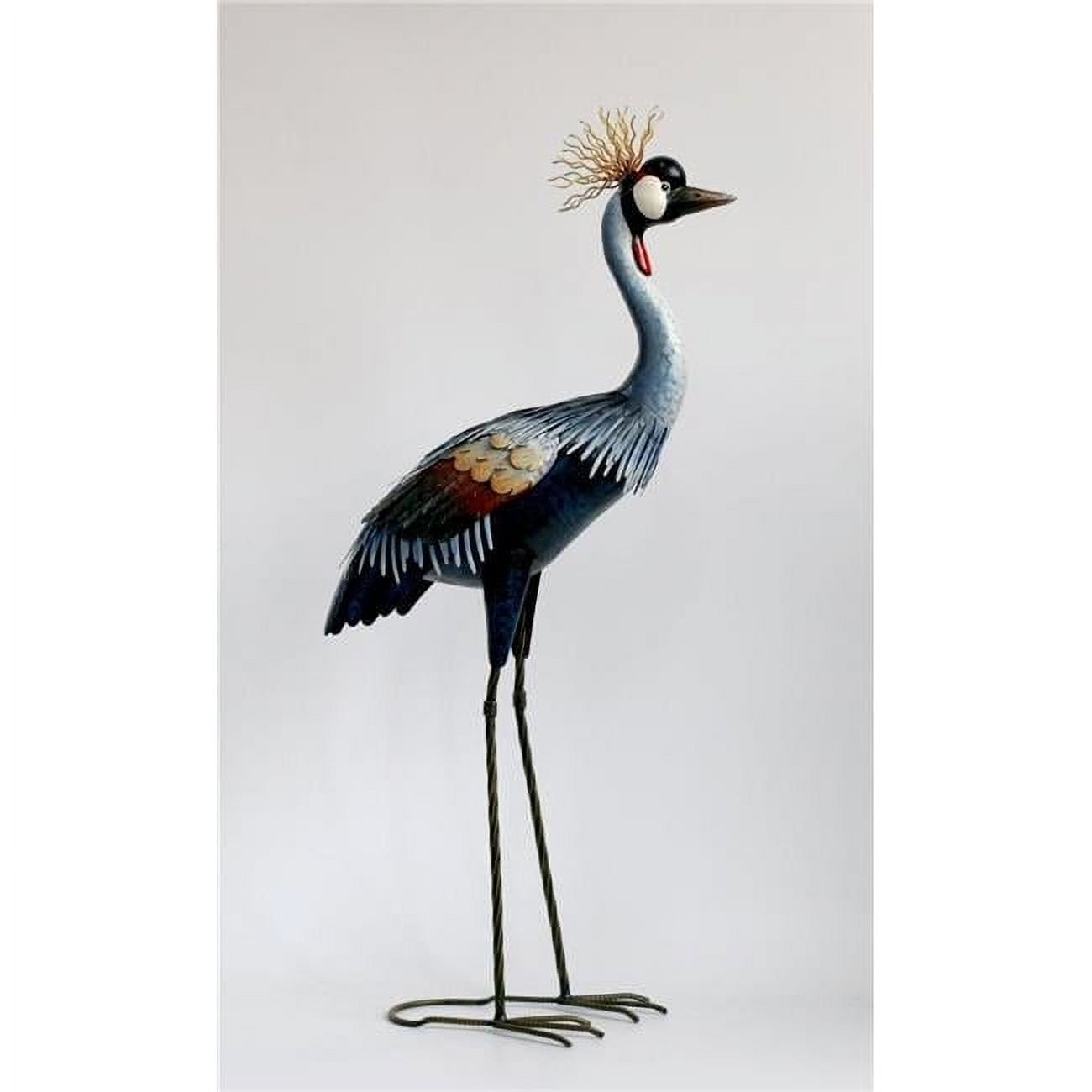 32" Multicolor Metal Crowned Crane Garden Sculpture