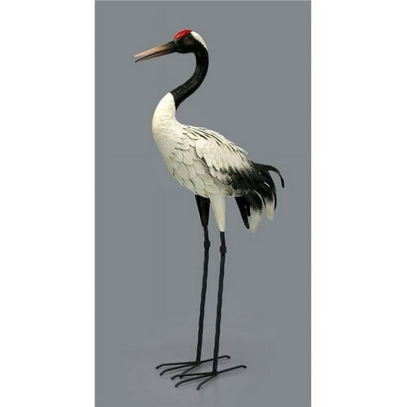 MDR Trading AI-GG9564-Q01 35.8 in. Metal Heron Garden Sculpture, White & Black