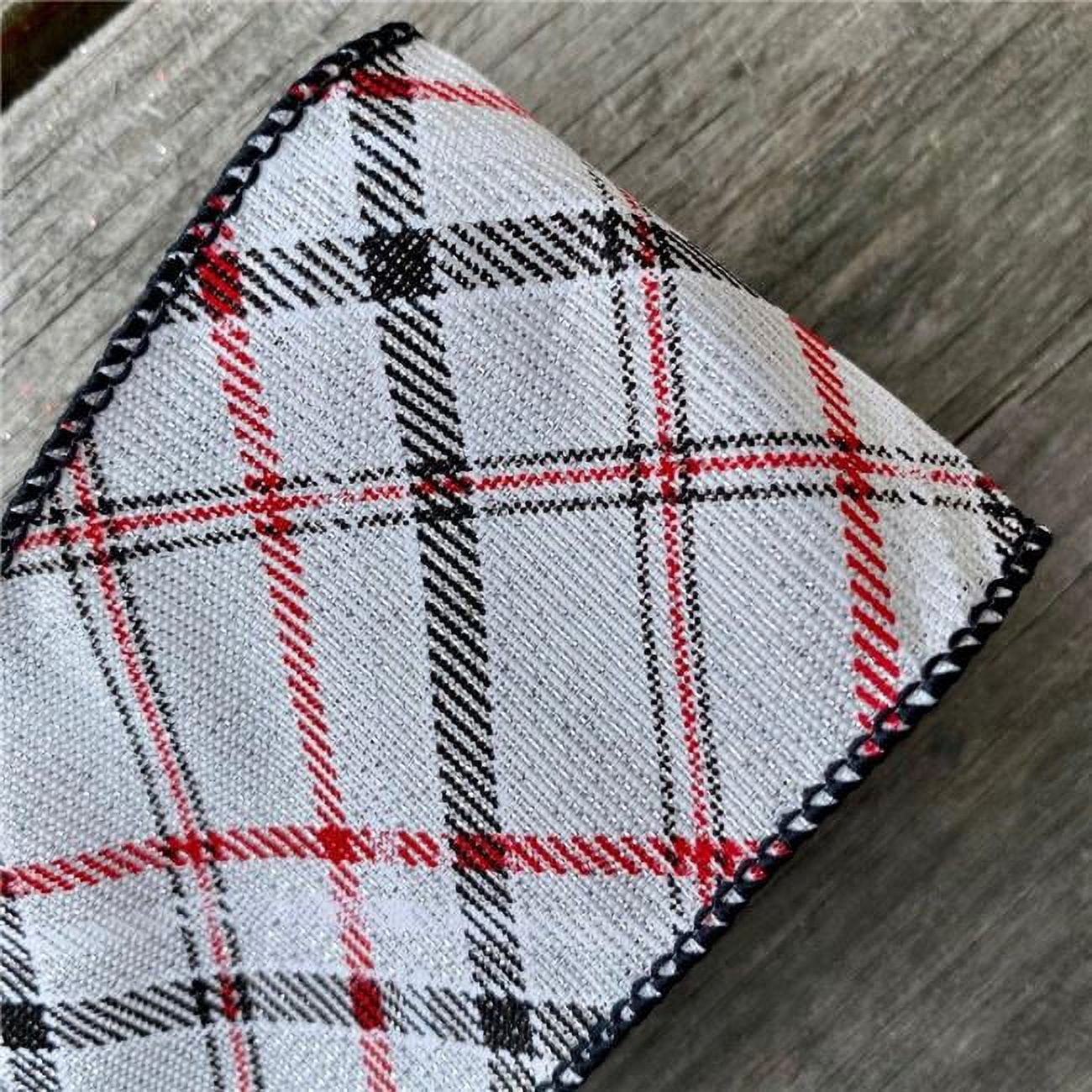 MDR Trading AI-RI401028-Q02 2.5 in. x 25 Yards Wired Red, White & Black Diagonal Plaid Ribbon - Set of 2