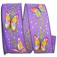 thumbnail image 1 of MDR Trading AI-RI40479-Q01 2.5 in. x 10 Yards Wired Purple with Colorful Butterflies Ribbon, 1 of 1