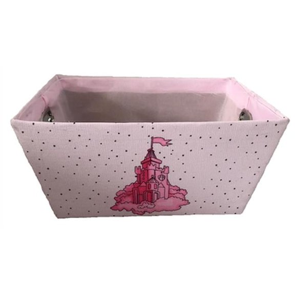 MDR Trading AP-2CBW481CA Rectangular Pink with Castle Theme & A Matching Fabric Liner Basket
