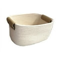 thumbnail image 1 of MDR Trading AP-CBW455WH12 Oval White Cotton with Tan Pleather Handles Basket, 1 of 1