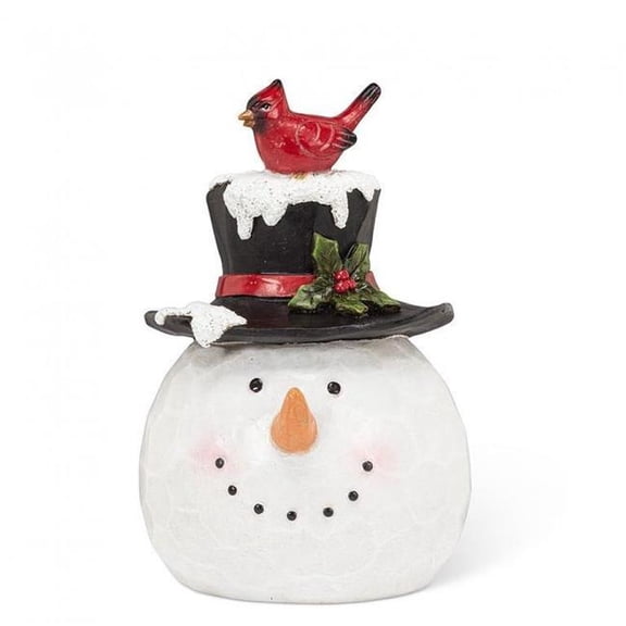 MDR Trading Inc. AB-27-OLAF-050 Snowman Head With Hat And Cardinal Figurine