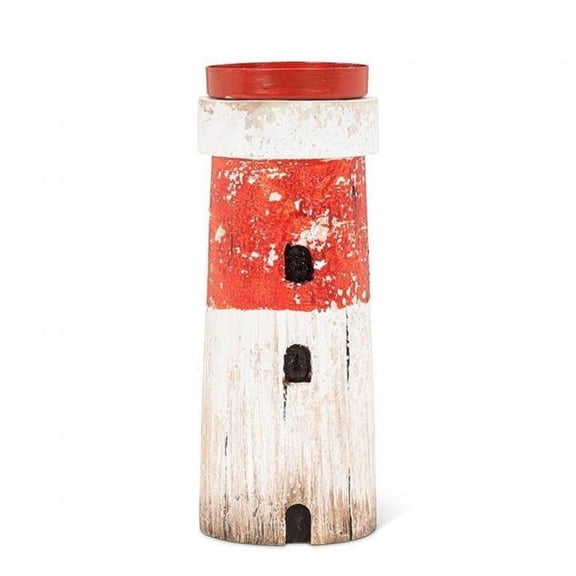 MDR Trading Inc. AB-27-SHORELINE-022 Red And White Lighthouse Tealight Candle Holder