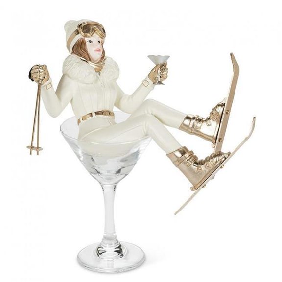 MDR Trading Inc. AB-27-STMORITZ-518 Skier Gal In Martini Glass. Figurine